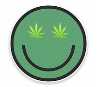 2 x 10cm Cannabis Vinyl Sticker Decal Smiley Face Medical Weed Marijuana #9600 (10cm Wide x 10cm High)