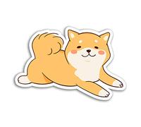 2 x 10cm Cartoon Shiba Inu Vinyl Stickers - Fun Dog Puppy Sticker Laptop #18564 (10cm Wide)