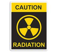 2 x 10cm Caution Radiation Sign Vinyl Stickers - Warning Office Sticker #31647 (10cm Tall)