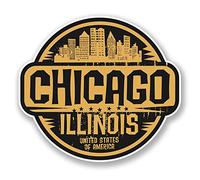 2 x 10cm Chicago Illinois USA Vinyl Sticker Decal Travel Luggage Laptop #6058 (10cm Wide x 9cm Tall)