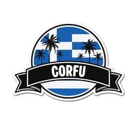2 x 10cm Corfu Vinyl Stickers - Greece Greek Flag City Palm Tree Travel Holiday Geography Location Decal Scrapbook Sticker #83262