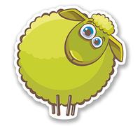 2 x 10cm Crazy Funny Sheep Vinyl Sticker Laptop Car Kids Skate Surf Camper #5660 (10cm x 10cm)