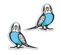 2 x 10cm Cute Blue Budgie Vinyl Stickers - Budgerigar Bird Sticker #70677