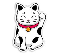 2 x 10cm Cute Lucky Cat Vinyl Stickers - Japanese Chinese Laptop Sticker #20857 (10cm Tall)