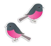 2 x 10cm Cute Pink Robin Bird Vinyl Stickers - Cartoon Wildlife Sticker #29848 (10cm Wide)