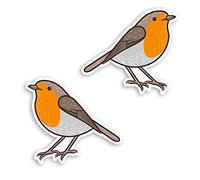2 x 10cm Cute Red Robin Bird Vinyl Stickers - Cartoon Wildlife Sticker #29846