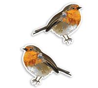 2 x 10cm Cute Red Robin Vinyl Stickers - Bird Wildlife Garden Fun Sticker #30913 (10cm Wide)