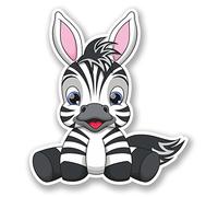 2 x 10cm Cute Zebra Cartoon Vinyl Sticker Laptop Tablet Animal Horse Kids #5559 (9cm Wide x 10cm Tall)