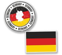 2 x 10cm Deutschland Germany German Flag Map Sticker Car Bike iPad Laptop #4929 (10cm Wide.)