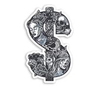 2 x 10cm Dollar Sign Vinyl Stickers - Gangster Tattoo Money Sticker #29247