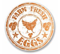 2 x 10cm Farm Fresh Eggs Chicken Vinyl Sticker Laptop Box Shop Sign Egg #9715 (10cm Wide x 10cm High)