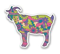 2 x 10cm Flowery Goat Vinyl Sticker Bike Laptop Pretty Girls Animal Gift #5354 (10cm Wide x 8.5cm Tall)
