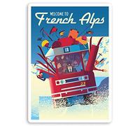 2 x 10cm Fun French Alps Vinyl Stickers Ski Skier Skiing Luggage Sticker #34587 (10cm Tall)
