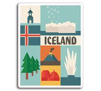 2 x 10cm Fun Iceland Travel Map Vinyl Stickers - Sticker Laptop Luggage #19469 (10cm Tall)