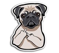 2 x 10cm Funny Rude Pug Dog Joke Vinyl Stickers - Sticker Laptop Luggage #19414 (10cm Tall)