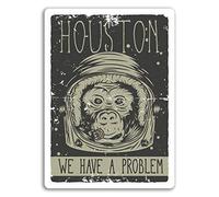 2 x 10cm Funny Space Monkey Vinyl Stickers - Houston Joke Sticker Luggage #17676 (10cm Tall)
