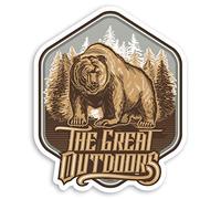 2 x 10cm Great Outdoors Vinyl Stickers - Grizzly Bear Fun Luggage Sticker #34427 (10cm Tall)