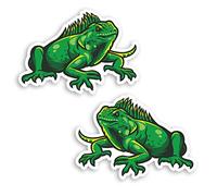 2 x 10cm Green Iguana Vinyl Stickers - Lizard Reptile Animal Sticker #29252