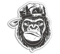 2 x 10cm Grumpy Gorilla Vinyl Stickers - Monkey Sticker Laptop Luggage #17687 (10cm Tall)