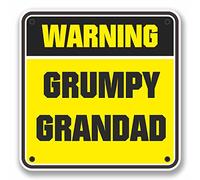 2 x 10cm Grumpy Grandad Warning Sign Vinyl Sticker Laptop Dad Joke #9743 (10cm Wide x 10cm High)