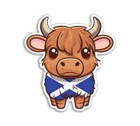 2 x 10cm Highland Cow Vinyl Stickers - Scottish Flag Scotland Cows Cattle Kawaii Characters Girls Boys Scrapbook Aesthetic Sticker #81989