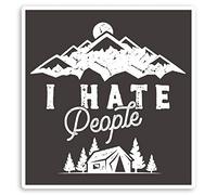 2 x 10cm I Hate People Vinyl Stickers - Wild Camping Mountains Sticker #30433 (10cm Tall)