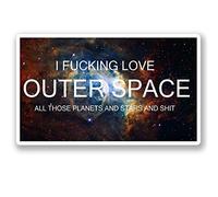 2 x 10cm I Love Space Vinyl Sticker Bike Laptop Solar System Funny Planets #5083 (10cm Wide x 6cm Tall)