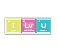 2 x 10cm I Love You Chemical Element Vinyl Stickers - I Lv U Valentine Partner Decal Science Scientist Periodic Table Sticker #81960