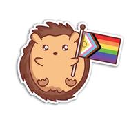 2 x 10cm Kawaii Hedgehog Vinyl Stickers - Progress Pride Gay LGBT Flag Identity Hedge Hog Animal Cartoon Decal Scrapbook Sticker #81938