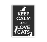 2 x 10cm Keep Calm and Love Cats Stickers - Kitten Animals Carry On Positivity Kids Cartoon Cute Kids Girls Boys Scrapbook Sticker #82029