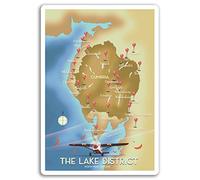 2 x 10cm Lake District Map Vinyl Stickers - England UK Fun Sticker Laptop #17589 (10cm Tall)