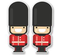 2 x 10cm London Queen's Guard Soldier Vinyl Sticker England UK Travel Gift #6641 (4cm Wide x 10cm Tall)