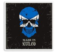 2 x 10cm Made in Scotland Skull Vinyl Stickers - Scottish Flag Sticker #34085 (10cm Wide)