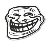 2 x 10cm Meme Face Head Vinyl Sticker Funny JDM Fun Computer Grin Car Bike #6157 (10cm Wide x 8.5cm Tall)