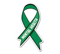 2 x 10cm Mental Health Ribbon Vinyl Stickers - Green Colour Reminder Ribbons Depression Anxiety Support Awareness Decal Sticker #83703