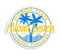 2 x 10cm Miami Beach Florida Vinyl Stickers - USA America Luggage Sticker #34678 (10cm Wide)