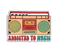 2 x 10cm Music Addict Stickers - Boombox CD Cassette Boys Girls Addicted to Addiction Love Fan Decal Luggage Laptop Gift Sticker #80116