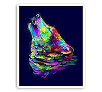 2 x 10cm Neon Howling Wolf Vinyl Stickers - Wolves Wild Laptop Sticker #30675 (10cm Tall)