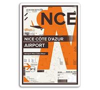 2 x 10cm Nice Côte d'Azur Airport Vinyl Stickers - France Travel Sticker #17416 (10cm Tall)