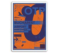 2 x 10cm OTP Bucharest Airport Vinyl Stickers - Romania Travel Sticker #17441 (10cm Tall)