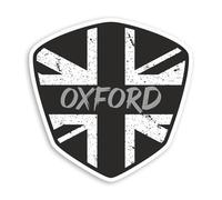 2 x 10cm Oxford Vinyl Stickers - City Union Jack Flag Shield Black White Rustic British UK GB Sticker #70945