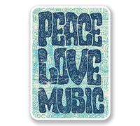 2 x 10cm Peace Love Music Vinyl Sticker Laptop Car Camper Surf Guitar Kids #6649 (7cm Wide x 10cm Tall)