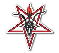 2 x 10cm Pentagram Symbol Vinyl Sticker Laptop Pagan Satanic Goats Head #6283 (10cm x 10cm)