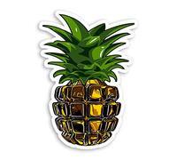 2 x 10cm Pineapple Grenade Vinyl Stickers - Tropical Fruit Joke Laptop Decal Sticker #70708