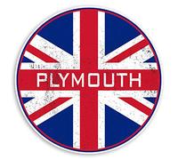 2 x 10cm Plymouth England Vinyl Stickers - UK Flag Sticker Luggage #20619 (10cm Wide)