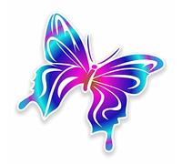 2 x 10cm Pretty Butterfly Vinyl Stickers Laptop Helmet Car Bike Tablet Fun #9594 (10cm Wide x 9.5cm High)