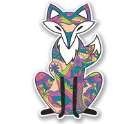 2 x 10cm Pretty Fox Vinyl Sticker iPad Laptop Car Bike Flowery Gift Girls #5231 (6cm Wide x 10cm Tall)