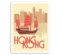 2 x 10cm Pretty Hong Kong Vinyl Stickers - China Luggage Laptop Sticker #20886 (10cm Tall)