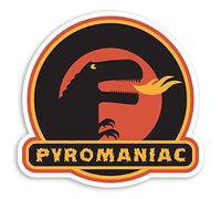 2 x 10cm Pyromaniac Dragon Dinosaur Vinyl Stickers - Fun Laptop Sticker #34483 (10cm Wide)