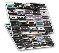 2 x 10cm Rectangle Stickers - Retro Vintage Cassette Music Decals 8393